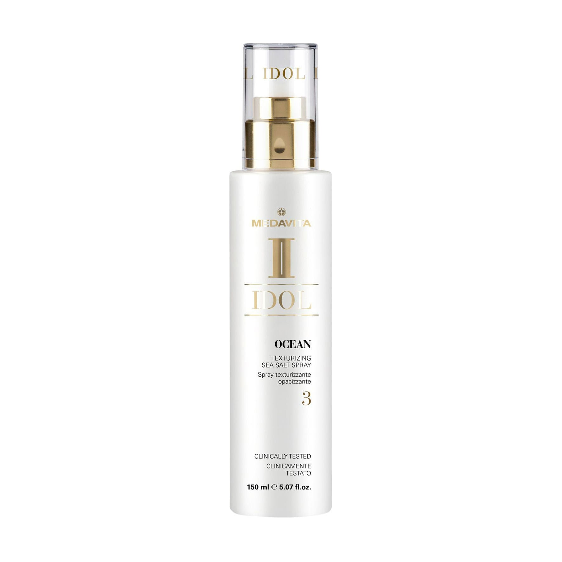 Текстурувальний сольовий спрей для волосся Medavita Idol Ocean Texturizing Sea Salt Spray середньої фіксації з матовим ефектом, 150 мл